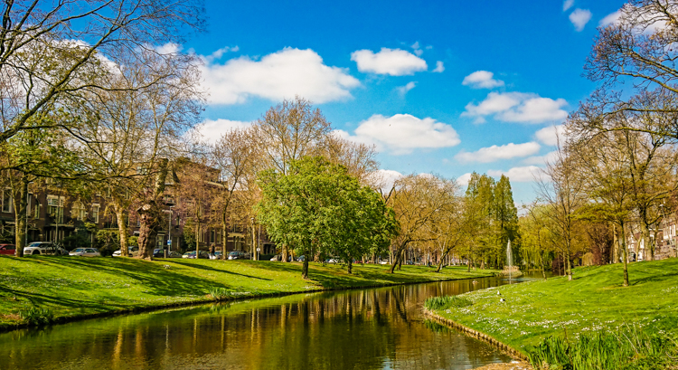 Canal-and-park-areas-in-heemraadsingel-in-rotterdam