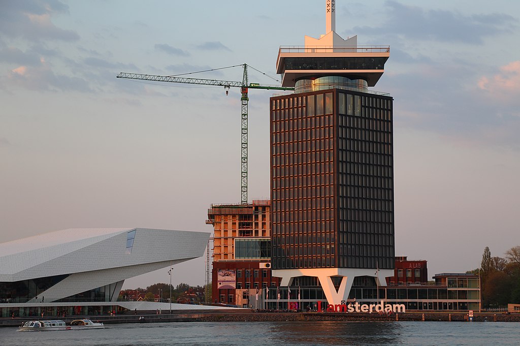 amsterdam-music-venue-adam-tower-amsterdam-noord-building-on-sunset-view-from-amsterdam-centraal