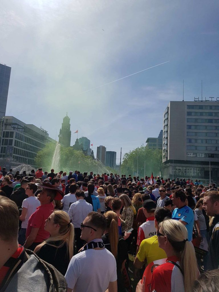 Supporters Flood the Street of Rotterdam After Feyenoord Wins the Eredivisie