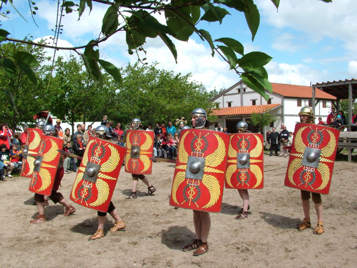 men-dressed-as-warriors-at-historical-theme-park-archeon-netherlands