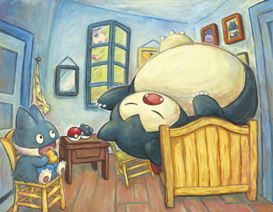 Munchlax-and-Snorlax-in-a-rendition-of-van-goghs-the-bedroom