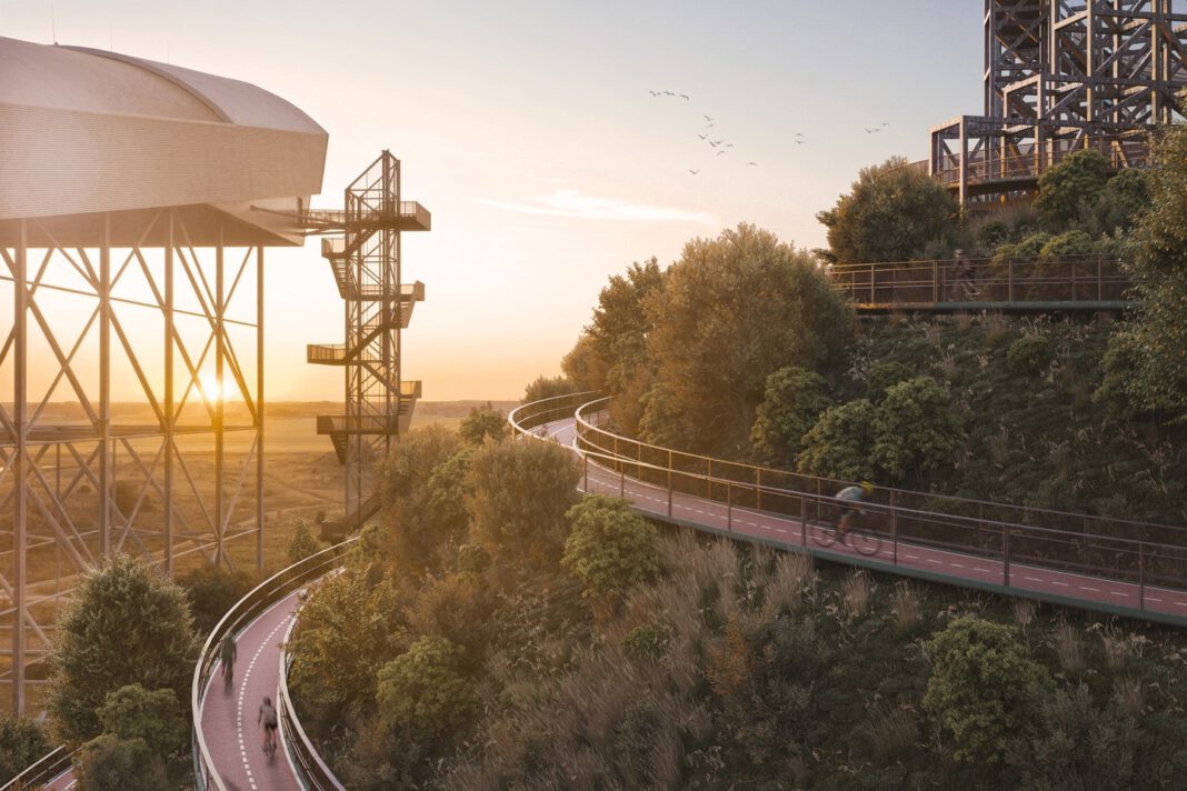 Render-of-man-made-bike-mountain-by-ZUS-in-the-Netherlands