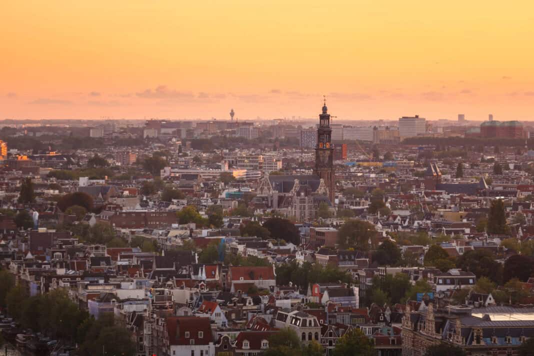 A-photo-of-a-sunset-in-Amsterdam-the-Netherlands