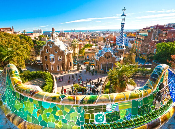 View-of-Barcelona-from-damous-wall-in-park-guell-reached-by-international-train-from-the-netherlands