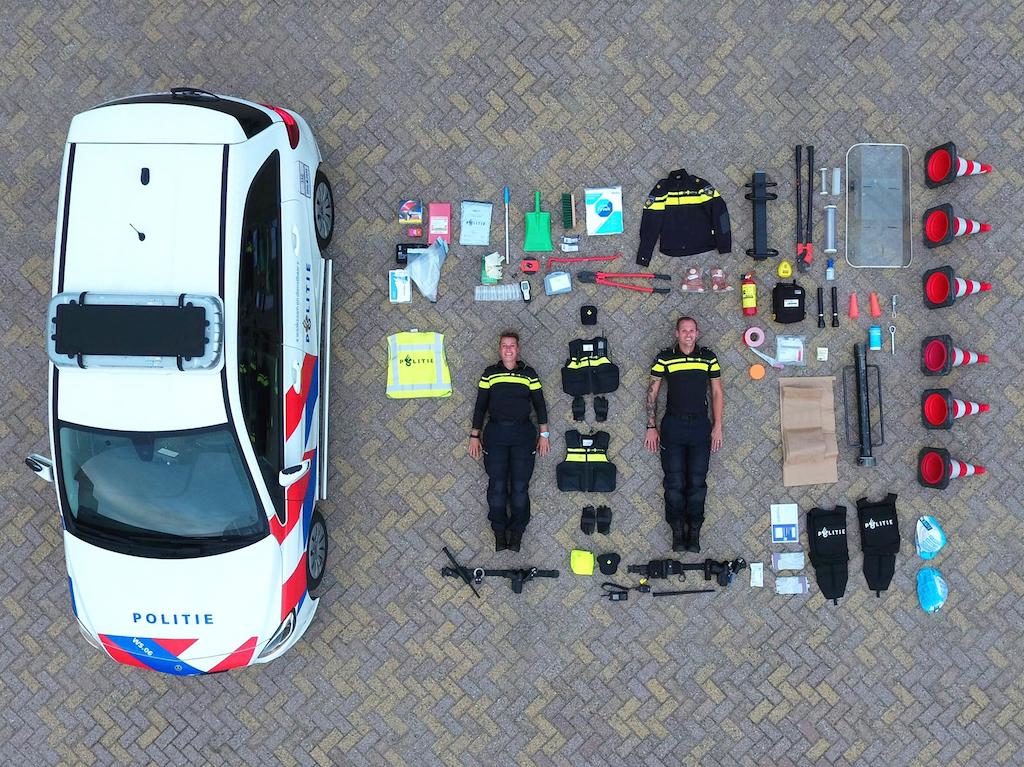 TetrisChallenge Breda Police Flatlay of Contents of Dutch Police Car