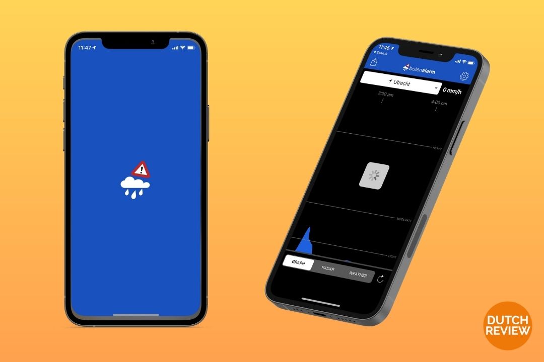 Buienalarm-app-on-a-Dutch-phone