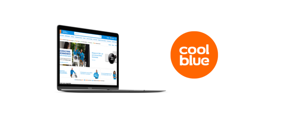 Coolblue, one of the best online stores in the Netherlands, opened on a laptop.