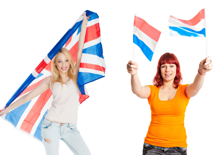 composite-image-women-holding-british-and-dutch-flags