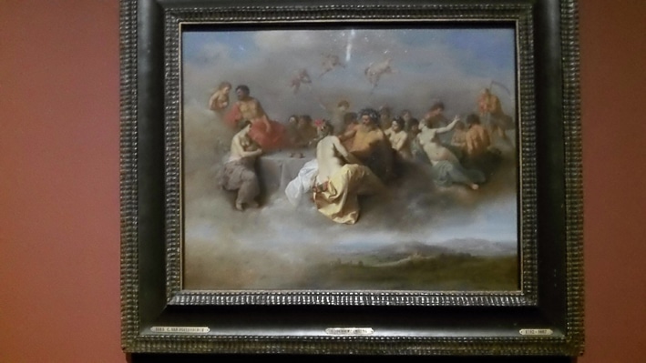 ... one of the jewels of the exhibition: the happy meeting of gods on the clouds by Cornelis van Poelenburch, 1630