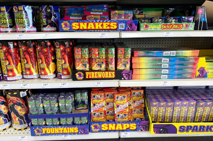 Photo of fireworks display on a store shelf