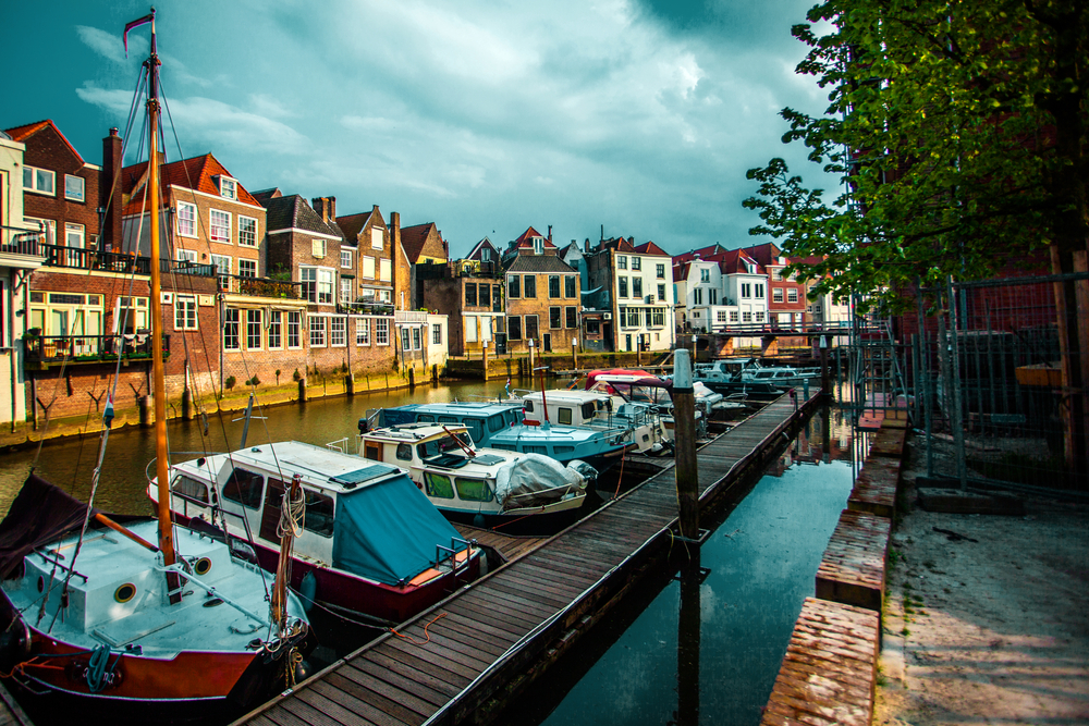 Harbour-and-canal-in-dordrecht-the-netherlands