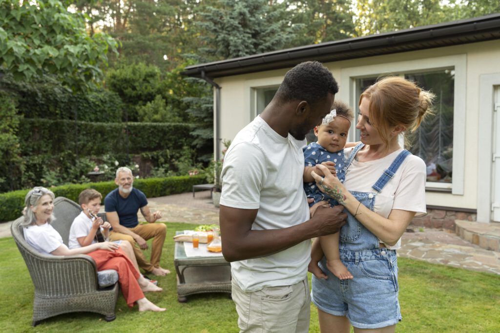 Dutch-family-who-receive-child-benefits-hanging-out-in-backyard-with-grandparents