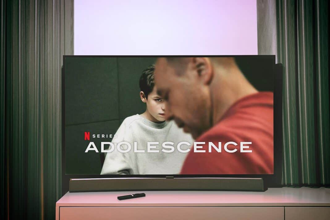 photo-of-netflix-series-adolescene-on-TV-at-home