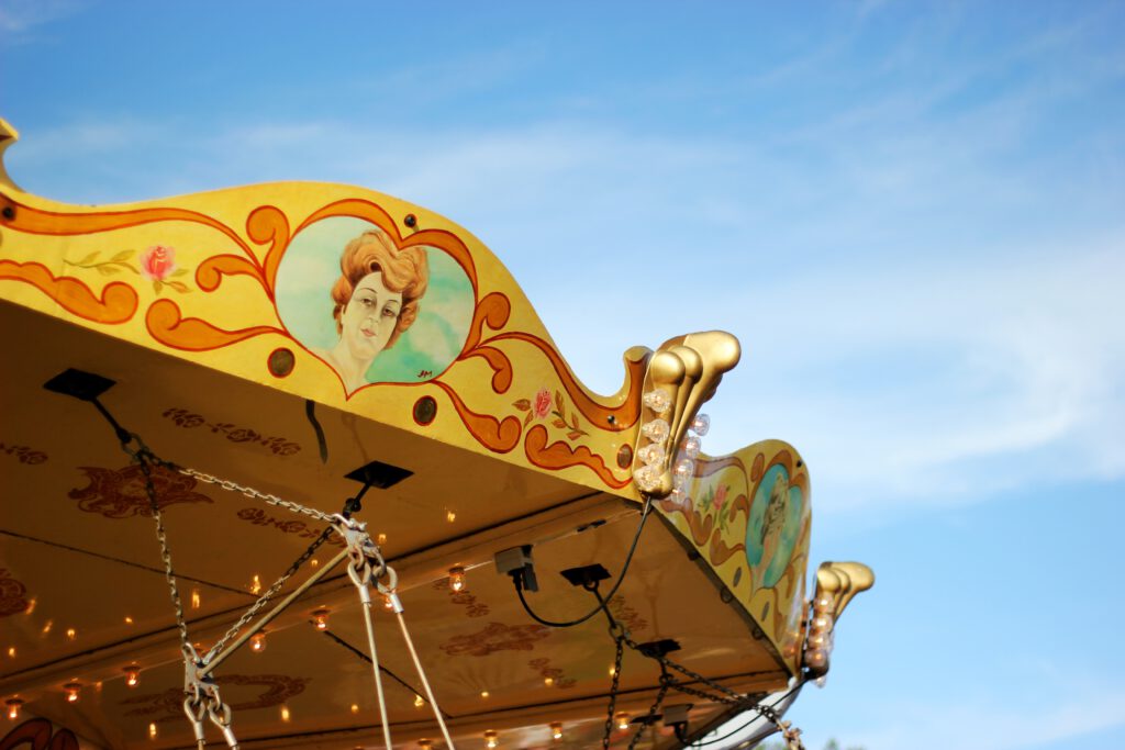 detail-of-a-yellow-carousel-on-fair-in-Dutch-city-Enschede