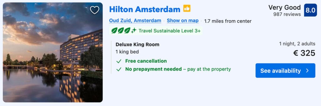 screenshot-of-hilton-hotel-listing-in-amsterdam-with-surfshark-vpn