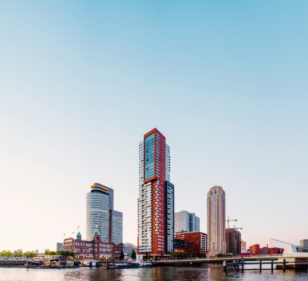 Photo-of-buildings-and-bridge-forming-skyline-Kop-van-Zuid-Rotterdam