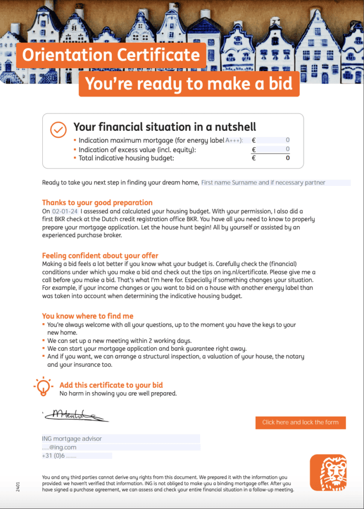 image-showing-ING-certificate-that-you-receive-when-calculating-your-maximum-mortgage-in-the-Netherlands-used-to-help-get-a-mortgage-in-the-Netherlands