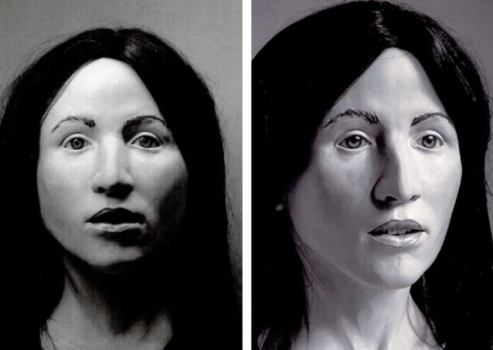 Composite image of the facial reconstruction of the Heuselmeisje for Identify Me campaign