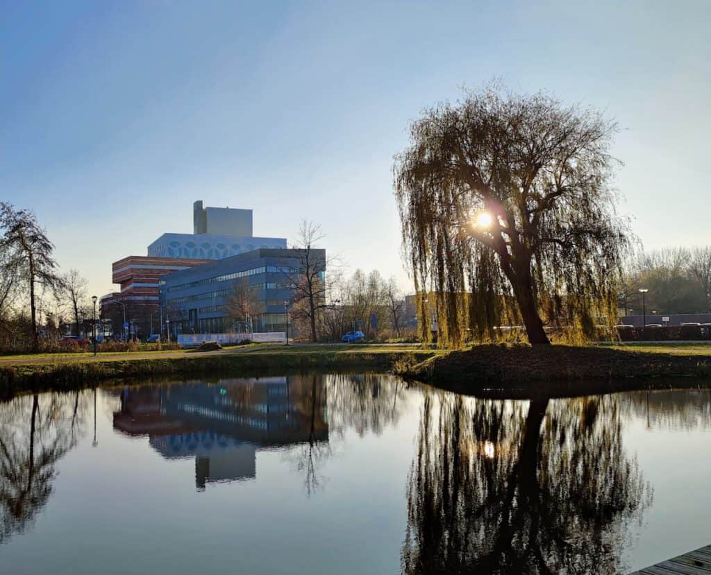 photo-of-Leiden-Bio-Science-park-with-reflection-in-water
