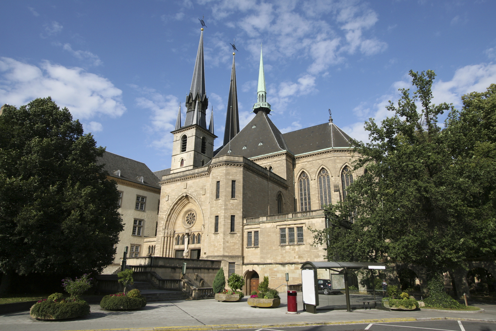 Photo-of-Notre-Dame-Cathedral-in-in-Luxembourg-under-blue-sky