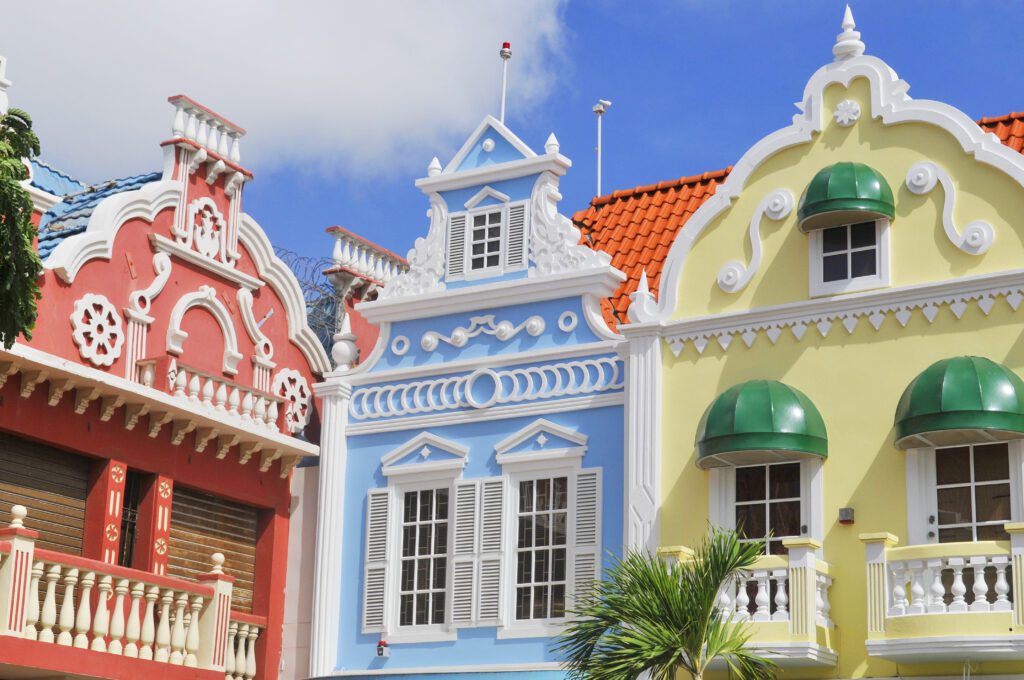 Buildings in Oranjestad in Aruba, carbon copy of the Netherlands