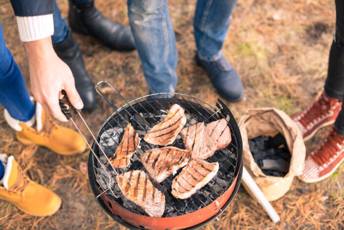 Dutch-people-barbequeing-meat-on-charcoal-grill