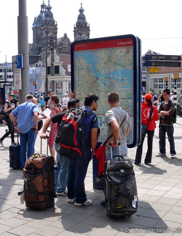 Tourists at Amsterdam Central Station