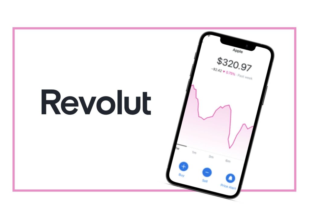 graphic of revolut logo and screenshot showing dutch investment app