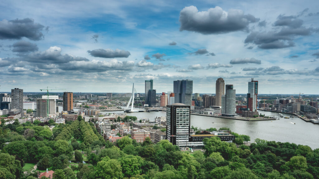 View-of-rotterdam's-skyline-from-the-euro-mast