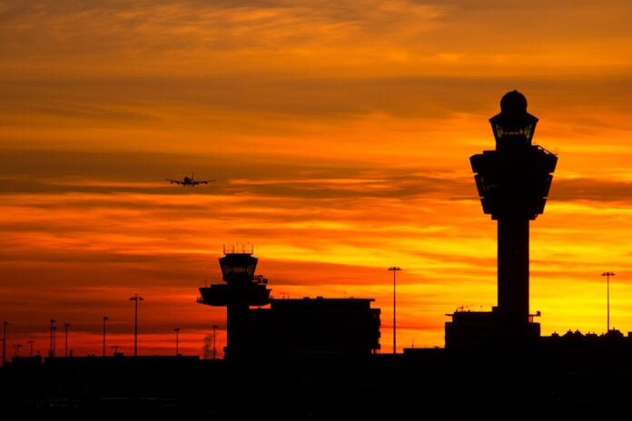 photo-of-Schiphol-airport-in-sunset