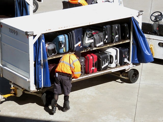 luggage being transported at airport