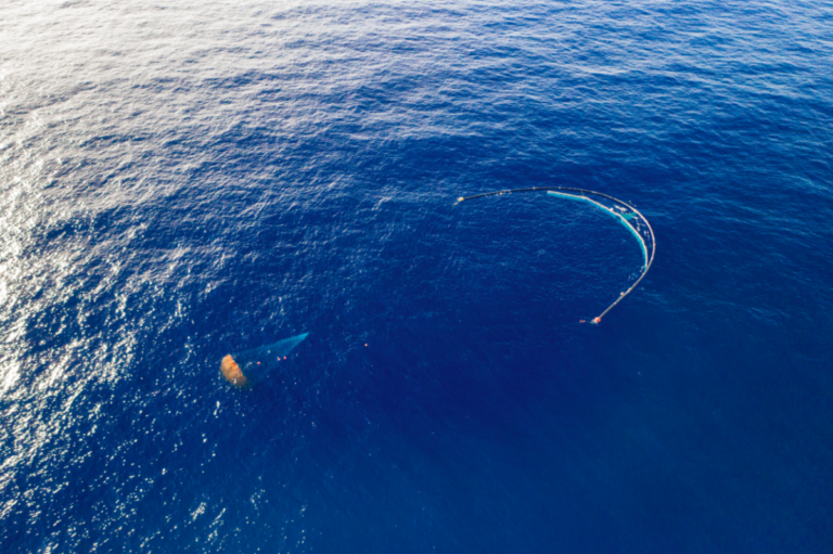 The Ocean Cleanup’s plastic catcher has just collected its first plastic at sea!