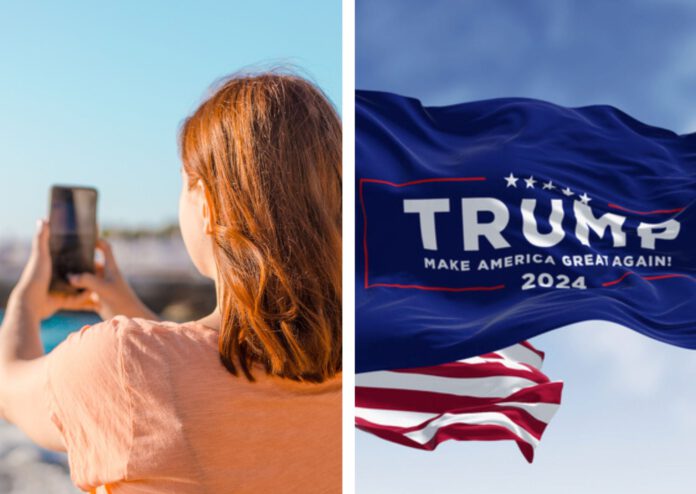 composite-image-of-dutch-influencer-on-phone-next-to-image-of-trump-flag