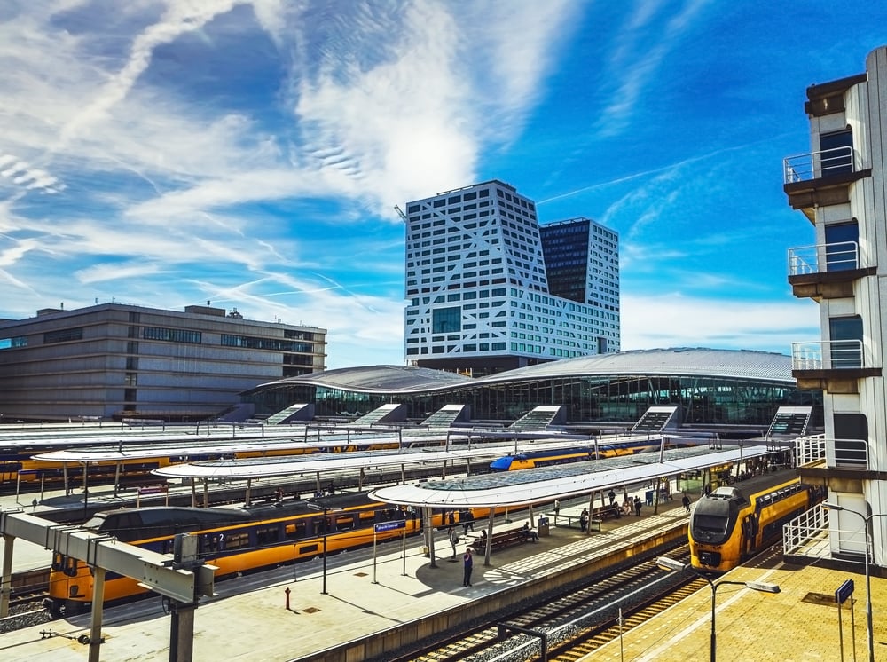 Aerial-view-of-Utrecht-central-station-the-netherlands