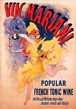 old-fashioned-poster-advertisment-for-vin-mariani-with-the-words-popular-french-toxic-wine-and-a-woman-in-a-yellow-dress-dancing 