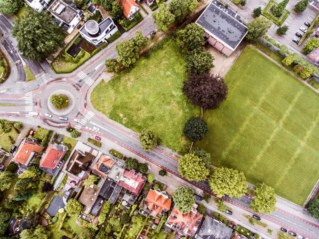 photo-of-aerial-view-of-dutch-roundabout-and-roads-in-a-village