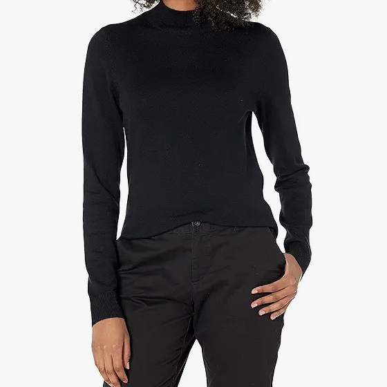 amazon-essentials-black-mockneck-sweater