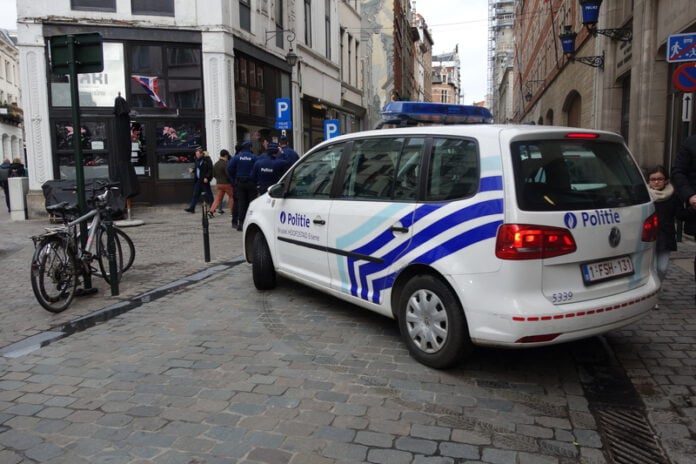 belgian-police-car-blocking-a-street