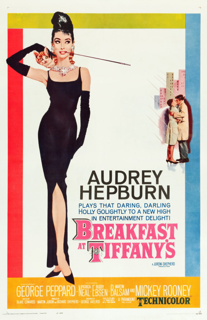 breakfast-at-tiffanys-movie-poster-woman-in-black-dress-with-long-cigarette