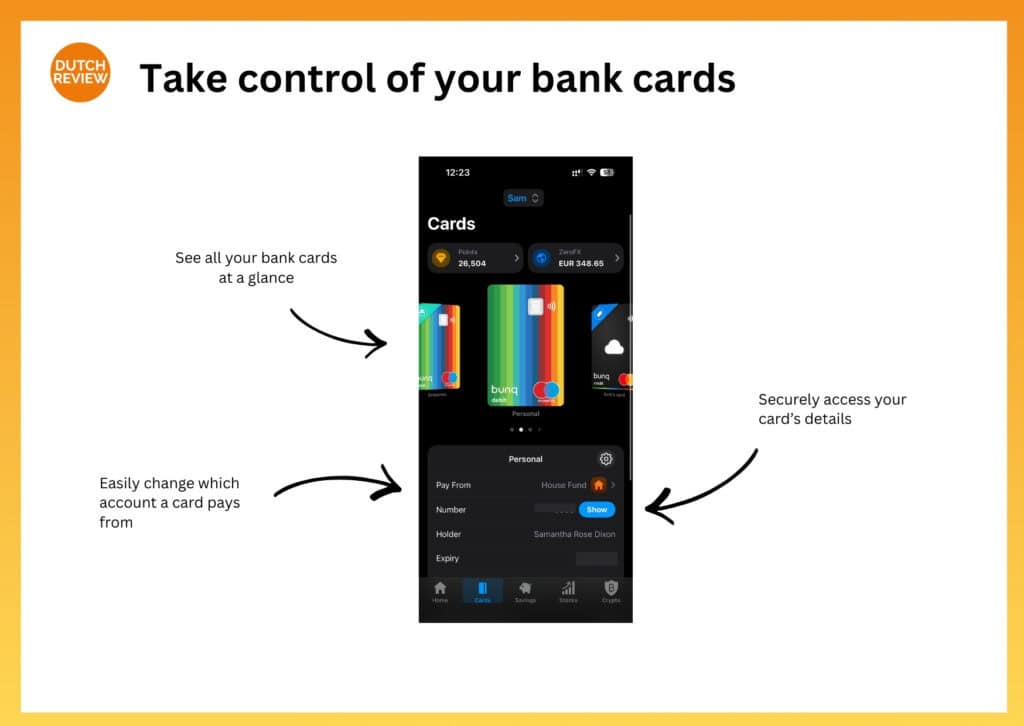 gráfico-mostrando-controle-de-cartão-no-bunq-app