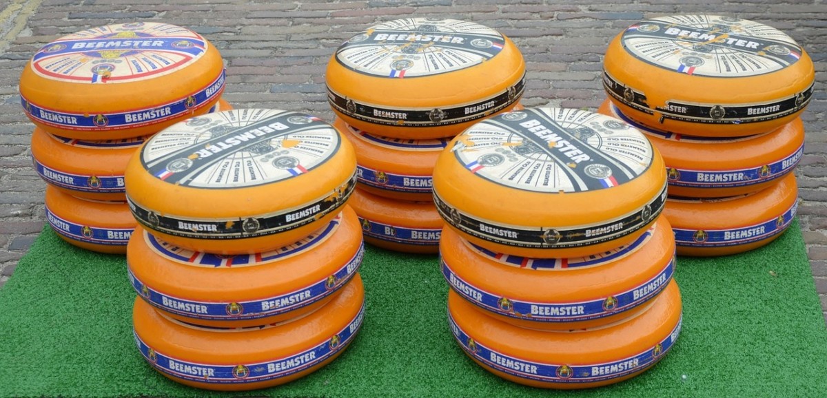 photo-of-wheels-of-dutch-cheese-stacked