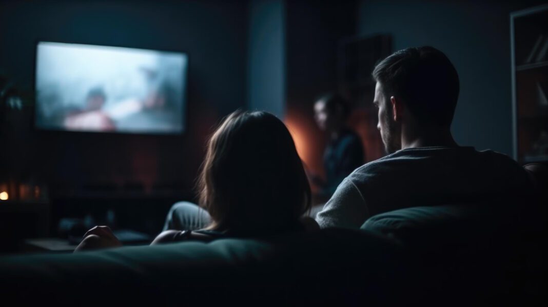 photo-of-couple-watching-tv-in-the-dark