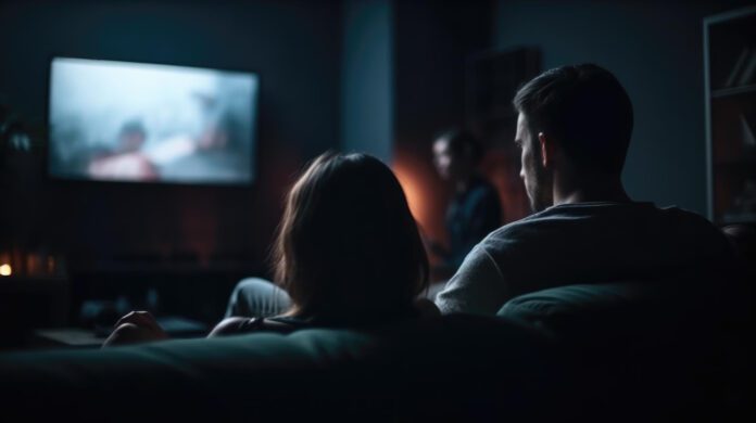 photo-of-couple-watching-tv-in-the-dark