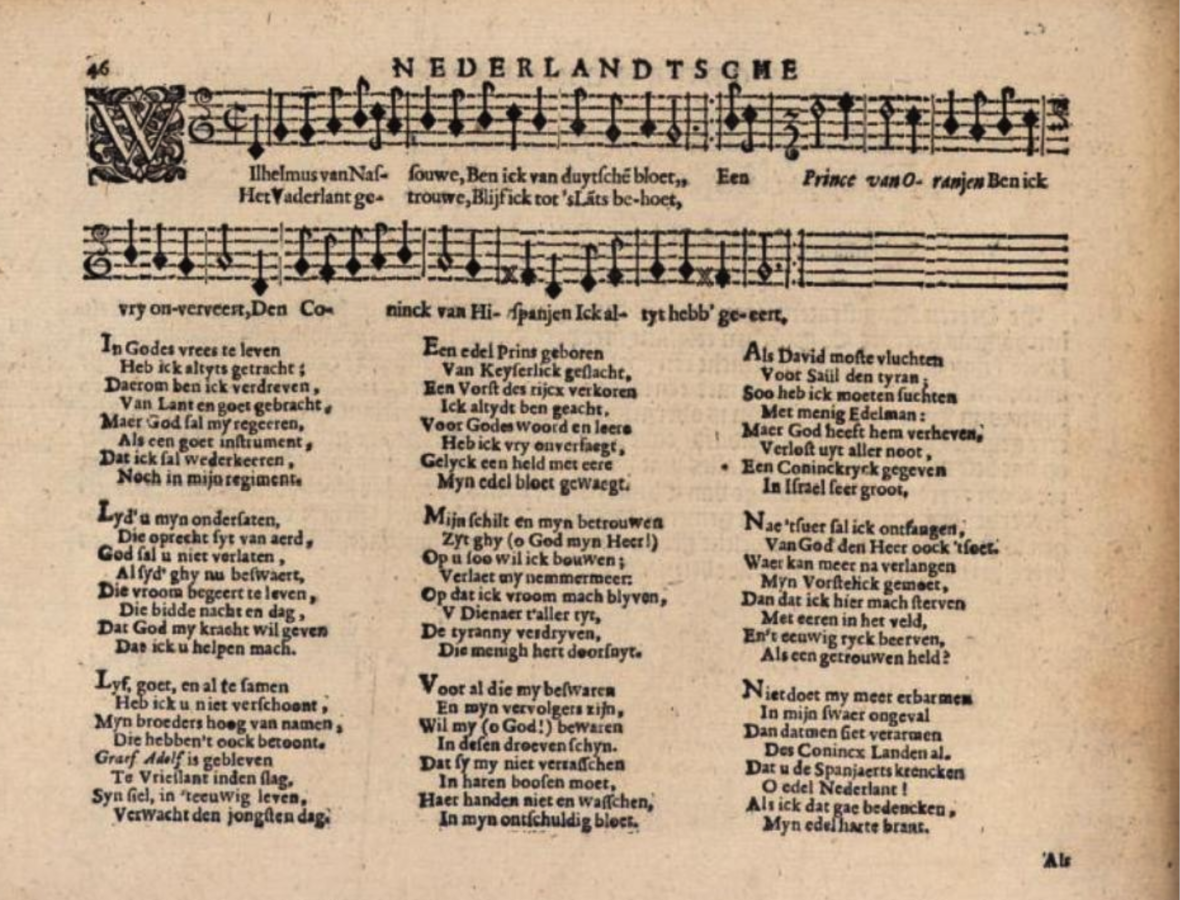 The history of the Dutch national anthem: the Wilhelmus