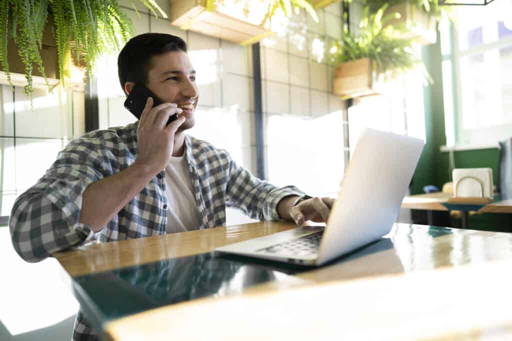 international-in-the-netherlands-calling-on-his-mobile-phone-and-working-remotely-as-he-has-a-vpn-active
