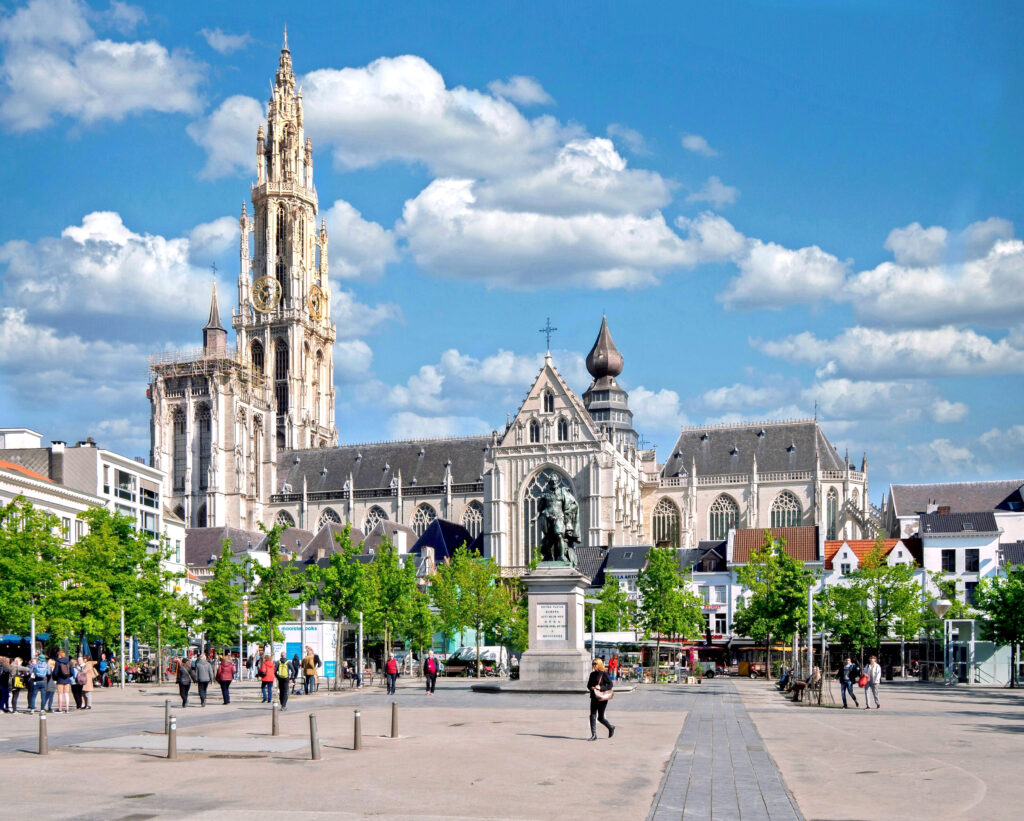 Cathedral in Antwerp, accessible by international train form the Netherlands