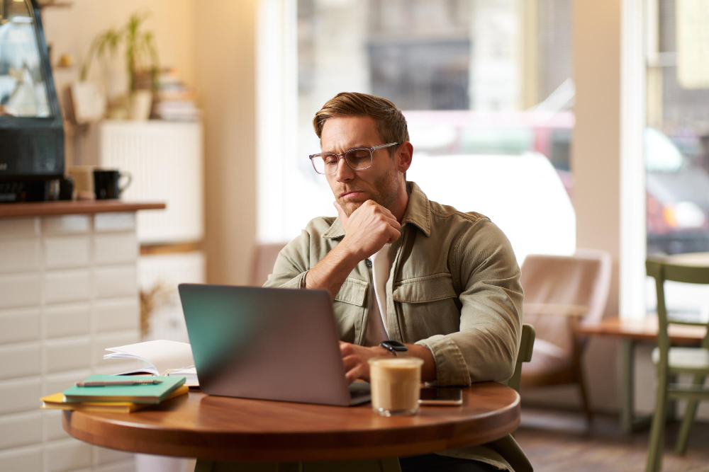 photo-of-man-looking-at-laptop-researching-if-his-money-is-safe-with-Raisin