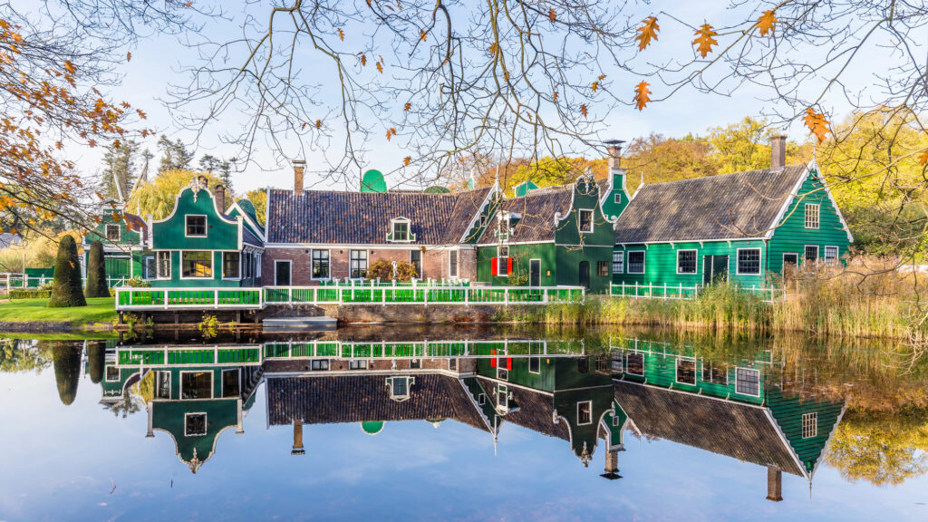 photo-of-netherlands-open-air-museum-traditional-green-buildings-by-water