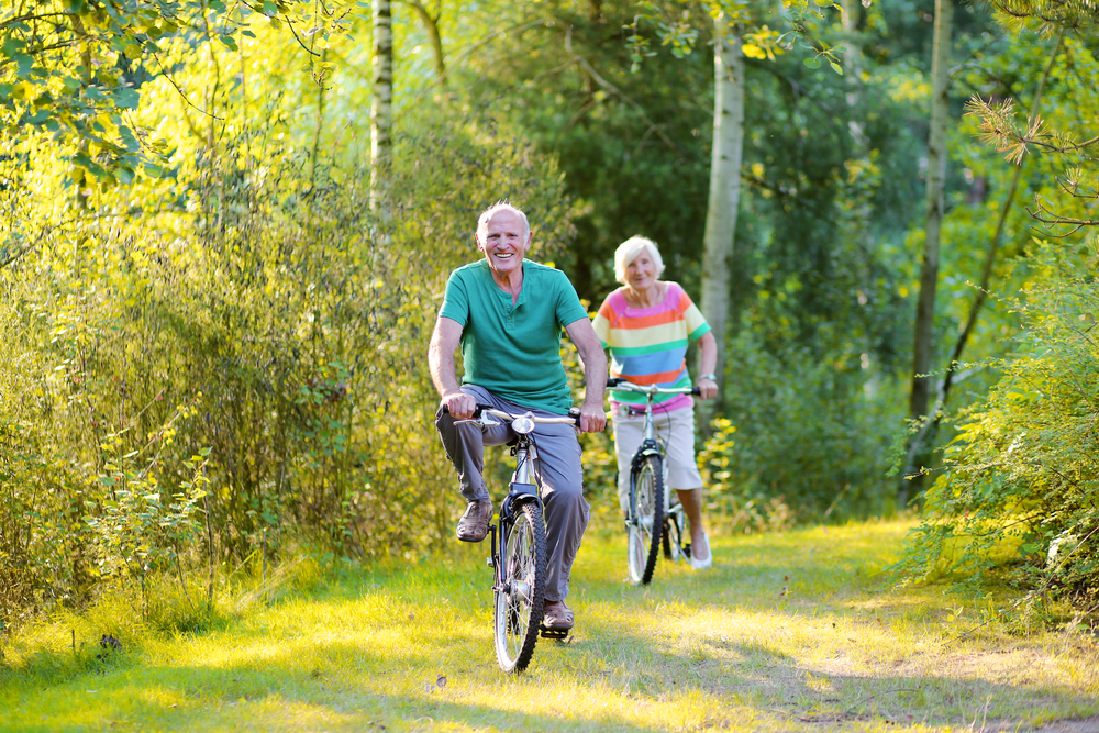 photo-of-old-dutch-people-biking-through-forest