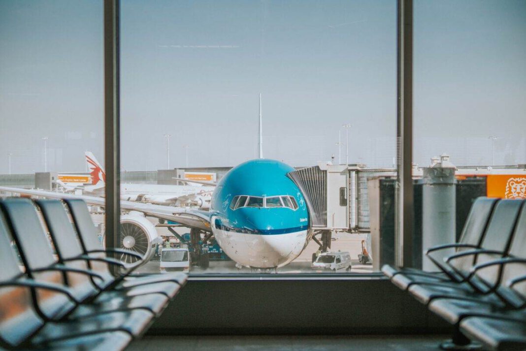 KLM-airplane-grounded-in-an-airport-in-the-Netherlands